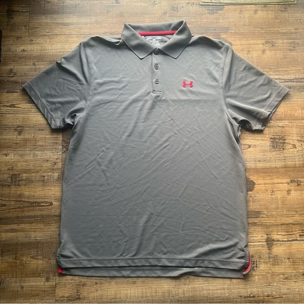 Under Armour Men's Tech Polo Golf Shirt Red/Graphite Activewear Size Large